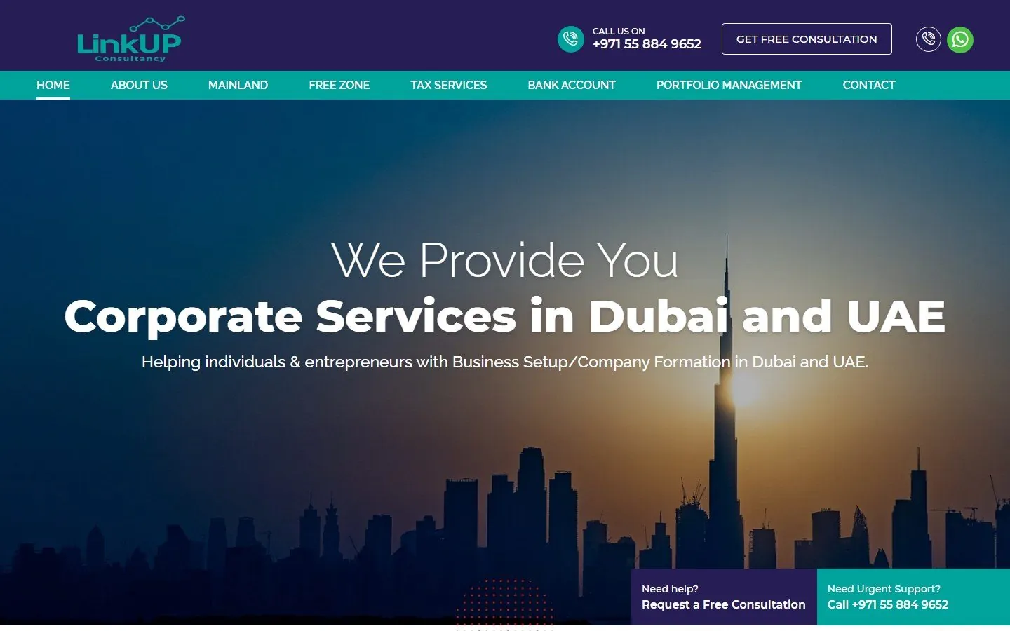 Link Up Corporate Services website screenshot